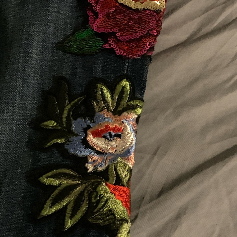 Y2KLaurie Felt jeans floral 3-D  gemstones sequin bling boyfriend festival